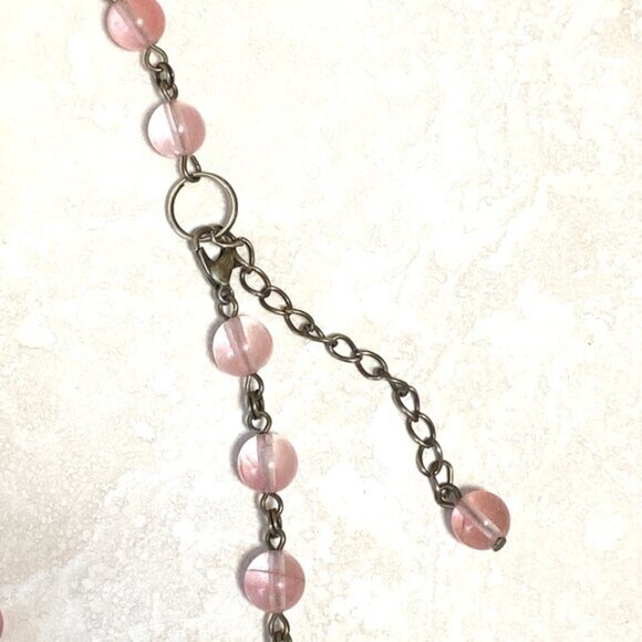 Cute Cherry Quartz Bronze Fortune Cat Adjustable Pendant Choker - Picture 13 of 16